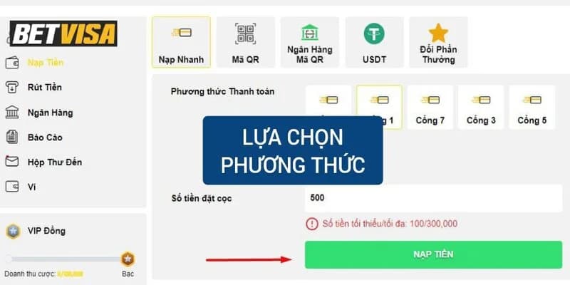 Cách nạp tiền Betvisa cho anh em thực hiện cực nhanh 2 Phương thức thẻ cào